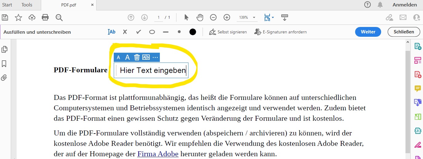 PDF ausfüllen