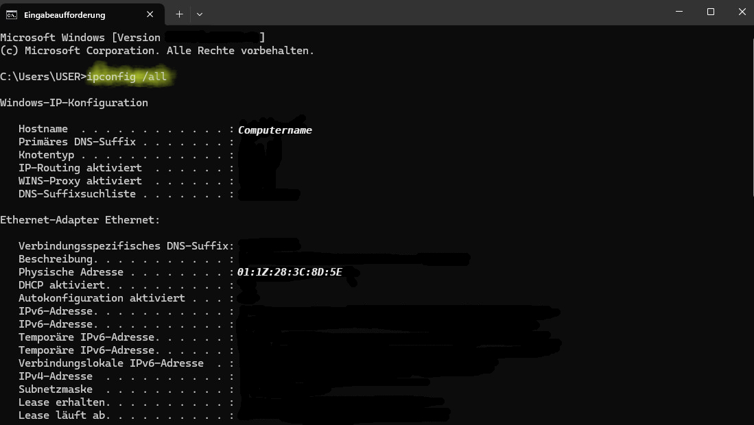 Eingabeaufforderung (Windows) Eingabeaufforderung
